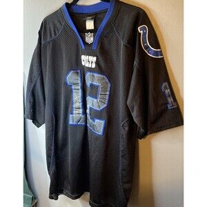 NFL Colts #12 Andrew Luck Jersey Black Blue Stitching Black Numbers On The Field